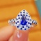 14k Gold 0.99 Ctw Natural Sapphire & Diamond Ring
