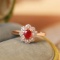 14k Gold 0.83 Ctw Natural Ruby & Diamond Ring
