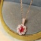 14k Gold 0.77 Ctw Natural Ruby & Diamond Pendant( Without Chain )