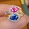 14k Gold 2.21 Ctw Natural Sapphire & Diamond Ring