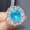 14k Gold 3.28 Ctw Natural Paraiba Tourmaline & Diamond Ring