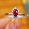 14k Gold 0.45 Ctw Vivid Red Natural Ruby & Diamond Ring