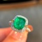 14k Gold 3.15 Ctw Natural Emerald & Diamond Ring