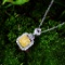 14k Gold 0.81 Ctw Natural Yellow Diamond & Diamond Pendant( Without Chain )