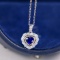 14k Gold 0.87 Ctw Natural Sapphire & Diamond Pendant( Without Chain )
