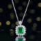 14k Gold 2.14 Ctw Vivid Green Natural Emerald & Diamond Ring/pendant( Without Chain )