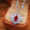 14k Gold 0.94 Ctw Natural Ruby & Diamond Necklace