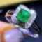 14k Gold 1.3 Ct Vivid Green Natural Emerald & Diamond Ring