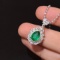 14k Gold 2.50 Ctw Vivid Green Natural Emerald & Sapphire Pendant( Without Chain )