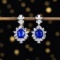 14k Gold 6.57 Ctw Natural Sapphire & Diamond Earrings