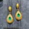 14k Gold 2.39 Ctw Vivid Green Natural Emerald & Diamond Earrings