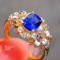 14k Gold 1.49 Ctw Natural Sapphire & Diamond Ring