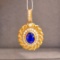 14k Gold 0.94 Ctw Natural Sapphire & Diamond Pendant( Without Chain )
