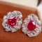 14k Gold 1.18 Ctw Natural Ruby & Diamond Earrings