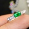 14k Gold 0.69 Ctw Vivid Green Natural Emerald & Diamond Ring