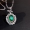 14k Gold 1.21 Ctw Vivid Green Natural Emerald & Diamond Pendant( Without Chain )
