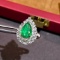 14k Gold 3.94 Ctw Vivid Green Natural Emerald & Sapphire Ring