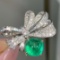 14k Gold 3.56 Ctw Vivid Green Natural Emerald & Diamond Ring