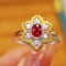 14k Gold 0.48 Ctw Natural Ruby & Diamond Ring