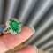 14k Gold 3.83 Ctw Vivid Green Natural Emerald & Sapphire Ring