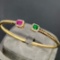 14k Gold 0.93 Ctw Natural Sapphire & Emerald & Diamond Bangle