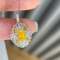 14k Gold 0.7 Ct Natural Sapphire & Diamond & Sapphire Pendant( Without Chain )