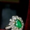 14k Gold 2.31 Ctw Vivid Green Natural Emerald & Diamond Ring