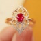 14k Gold 0.62 Ctw Natural Ruby & Diamond Ring