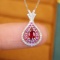 14k Gold 0.52 Ctw Natural Ruby & Ruby Necklace