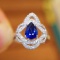 14k Gold 1.56 Ctw Natural Sapphire & Diamond Ring