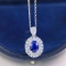 14k Gold 1.45 Ctw Natural Sapphire & Diamond Pendant( Without Chain )