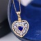 14k Gold 0.59 Ctw Natural Sapphire & Diamond Pendant( Without Chain )