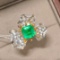 14k Gold 2.73 Ctw Vivid Green Natural Emerald & Diamond Ring