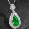 14k Gold 2.50 Ctw Vivid Green Natural Emerald & Diamond Pendant( Without Chain )