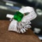 14k Gold 2.31 Ctw Vivid Green Natural Emerald & Diamond Ring