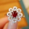 14k Gold 0.87 Ctw Natural Ruby & Diamond Ring/pendant( Without Chain )