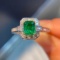 14k Gold 1.53 Ctw Vivid Green Natural Emerald & Diamond Ring