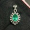 14k Gold 1.44 Ctw Vivid Green Natural Emerald & Diamond Pendant( Without Chain )