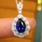 14k Gold 2.42 Ctw Natural Sapphire & Diamond Pendant( Without Chain )
