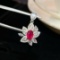 14k Gold 1.35 Ctw Natural Ruby & Diamond Pendant( Without Chain )