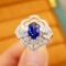 14k Gold 1.80 Ctw Natural Sapphire & Diamond Ring