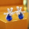14k Gold 1.79 Ctw Natural Sapphire & Diamond Earrings