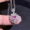 14k Gold 0.83 Ctw Natural Padparadscha Sapphire & Diamond Pendant( Without Chain )