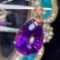 14k Gold 34.25 Ct Natural Amethyst & Diamond Pendant( Without Chain )