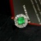 14k Gold 2.51 Ctw Vivid Green Natural Emerald & Sapphire Ring