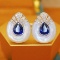 14k Gold 1.50 Ctw Natural Sapphire & Diamond Earrings
