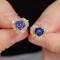 14k Gold 2.25 Ctw Natural Sapphire & Diamond Earrings