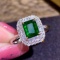 14k Gold 1.55 Ctw Vivid Green Natural Emerald & Diamond Ring