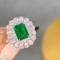14k Gold 0.9 Ct Vivid Green Natural Emerald & Diamond Ring