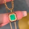 14k Gold 1.49 Ctw Natural Emerald & Diamond Pendant( Without Chain )